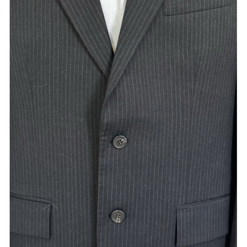 Lauren Ralph Lauren Blazer Mens 42T Wool Cashmere‎ Black Blue Pinstripe - Picture 3 of 16